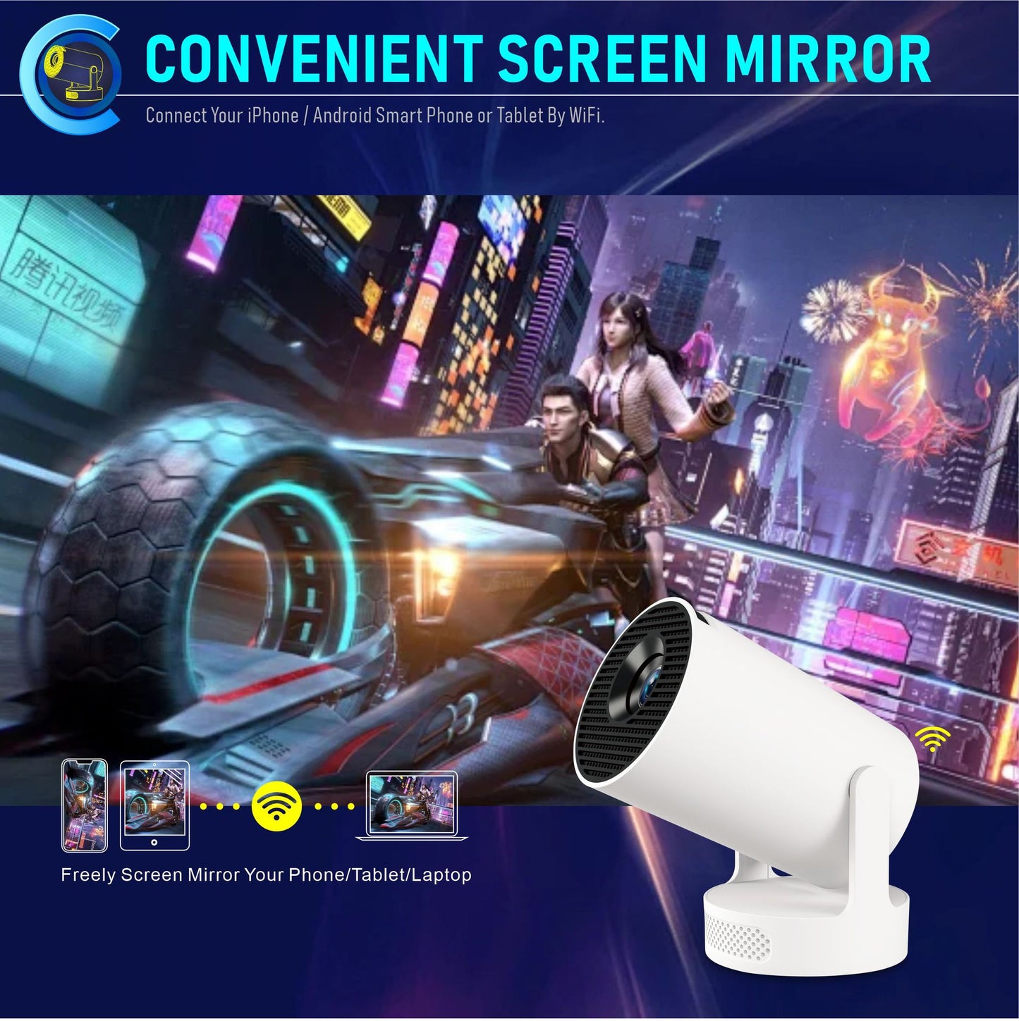 Smart Multimedia Android 11 Beamer 1080p Home Lcd Hy300 Ultra Hifi Sound Video 4k Led Portable Mini Projector