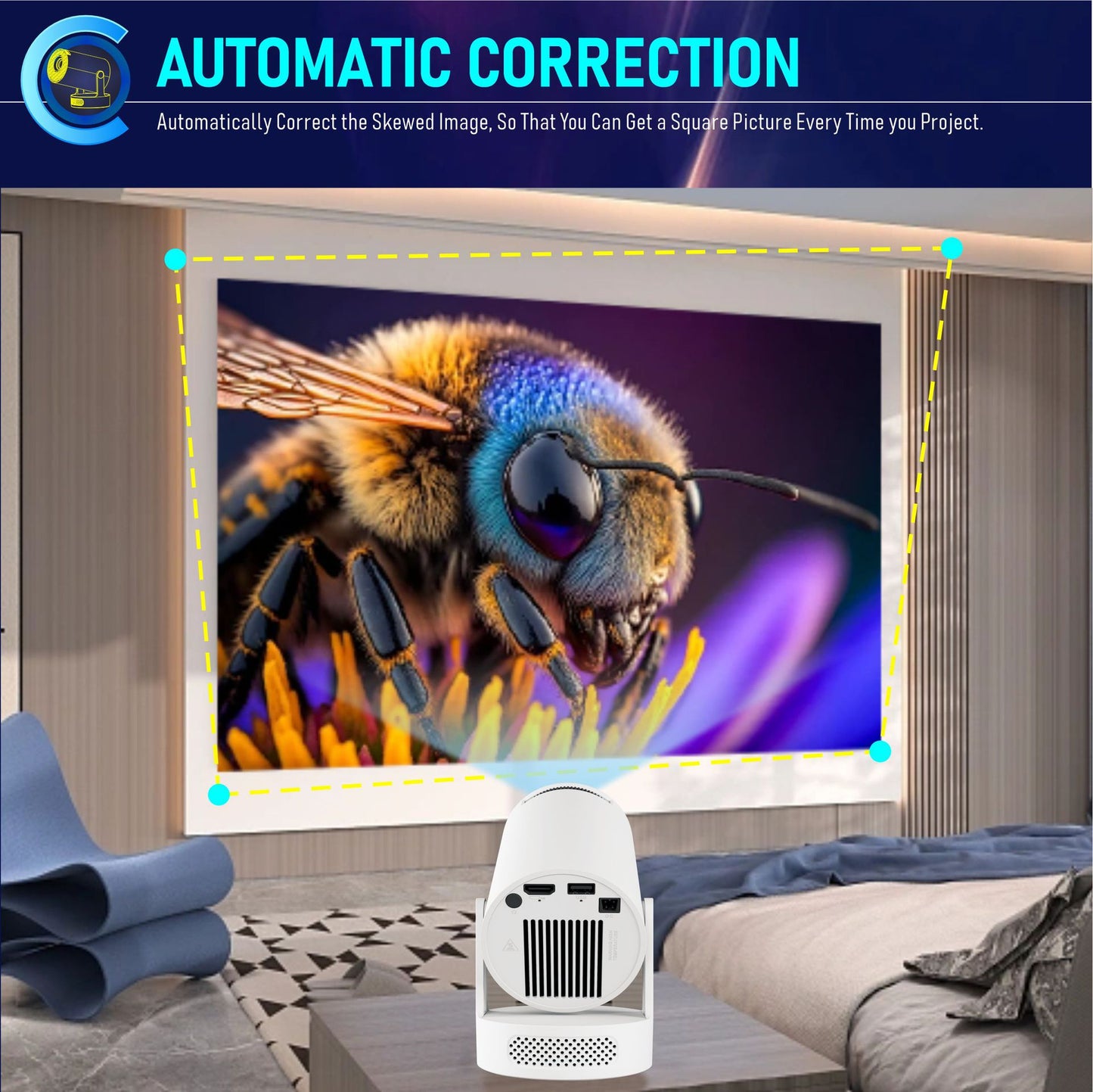Smart Multimedia Android 11 Beamer 1080p Home Lcd Hy300 Ultra Hifi Sound Video 4k Led Portable Mini Projector