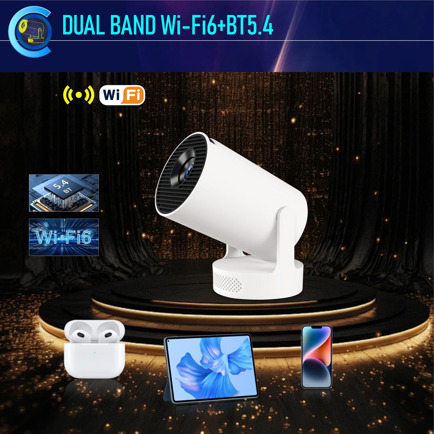 Smart Multimedia Android 11 Beamer 1080p Home Lcd Hy300 Ultra Hifi Sound Video 4k Led Portable Mini Projector