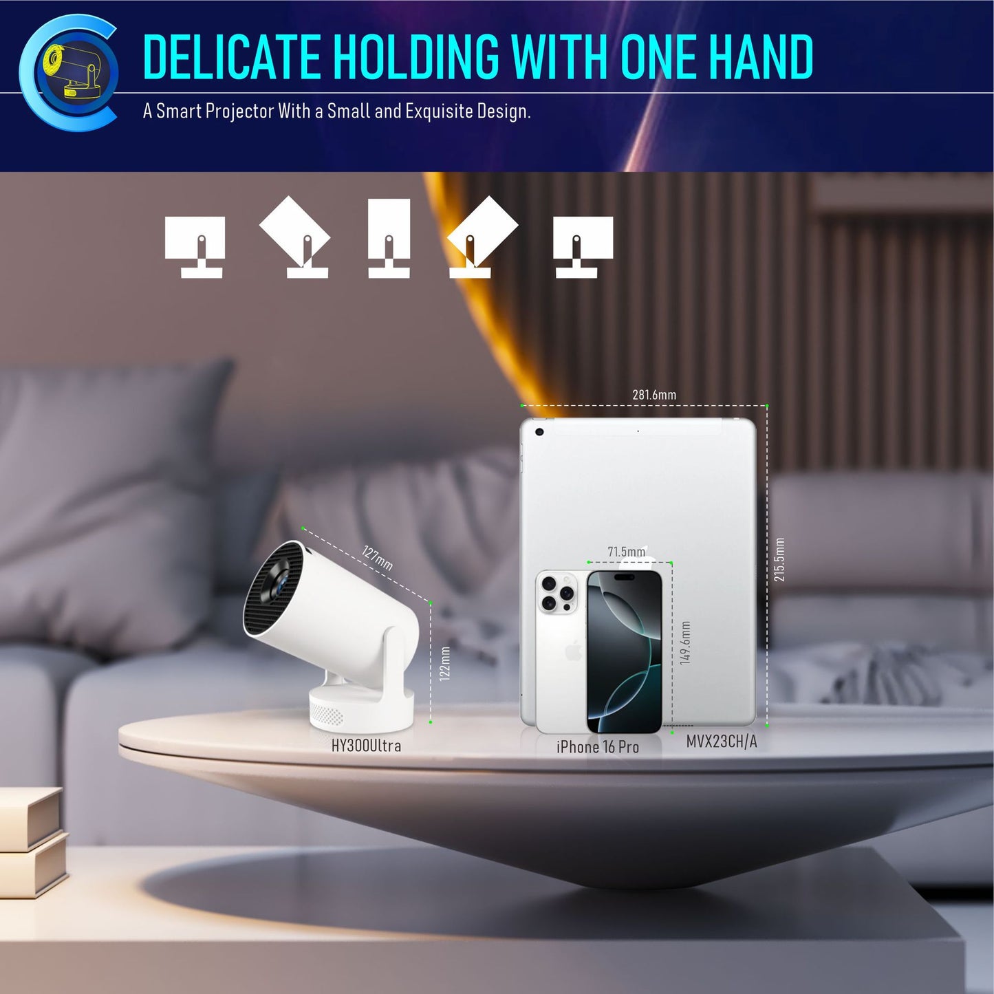 Smart Multimedia Android 11 Beamer 1080p Home Lcd Hy300 Ultra Hifi Sound Video 4k Led Portable Mini Projector