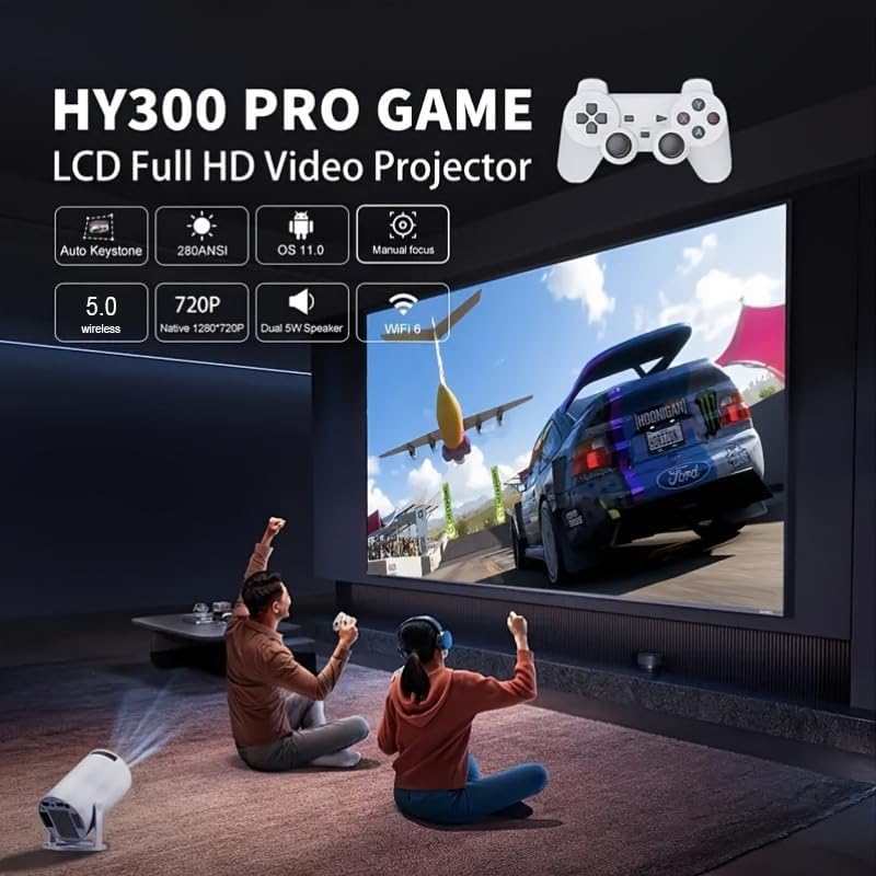 Aimery Arcade Vision Projector, Retro Projector with 20,000+ Retro Games, 130" HD Screen Projection, Projector for Family Entertainment and Outdoor Fun