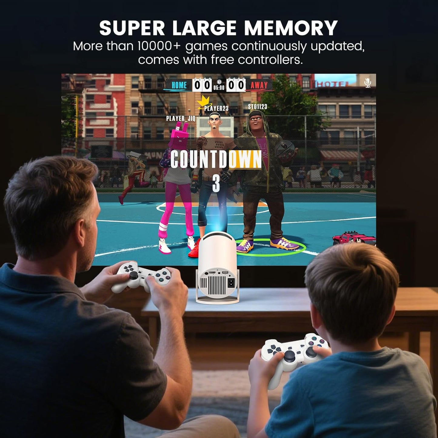 Aimery Arcade Vision Projector, Retro Projector with 20,000+ Retro Games, 130" HD Screen Projection, Projector for Family Entertainment and Outdoor Fun