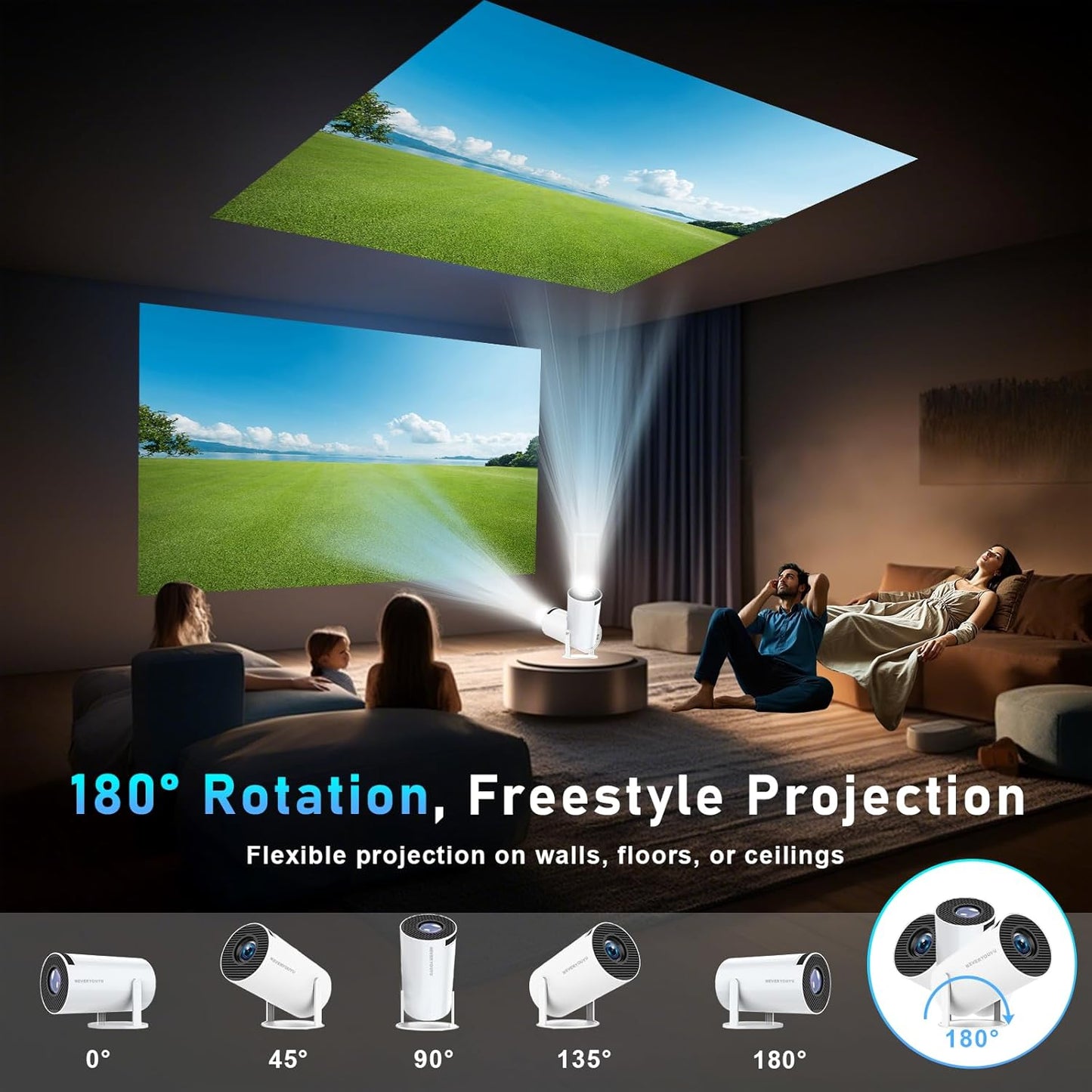 Aimery Arcade Vision Projector, Retro Projector with 20,000+ Retro Games, 130" HD Screen Projection, Projector for Family Entertainment and Outdoor Fun