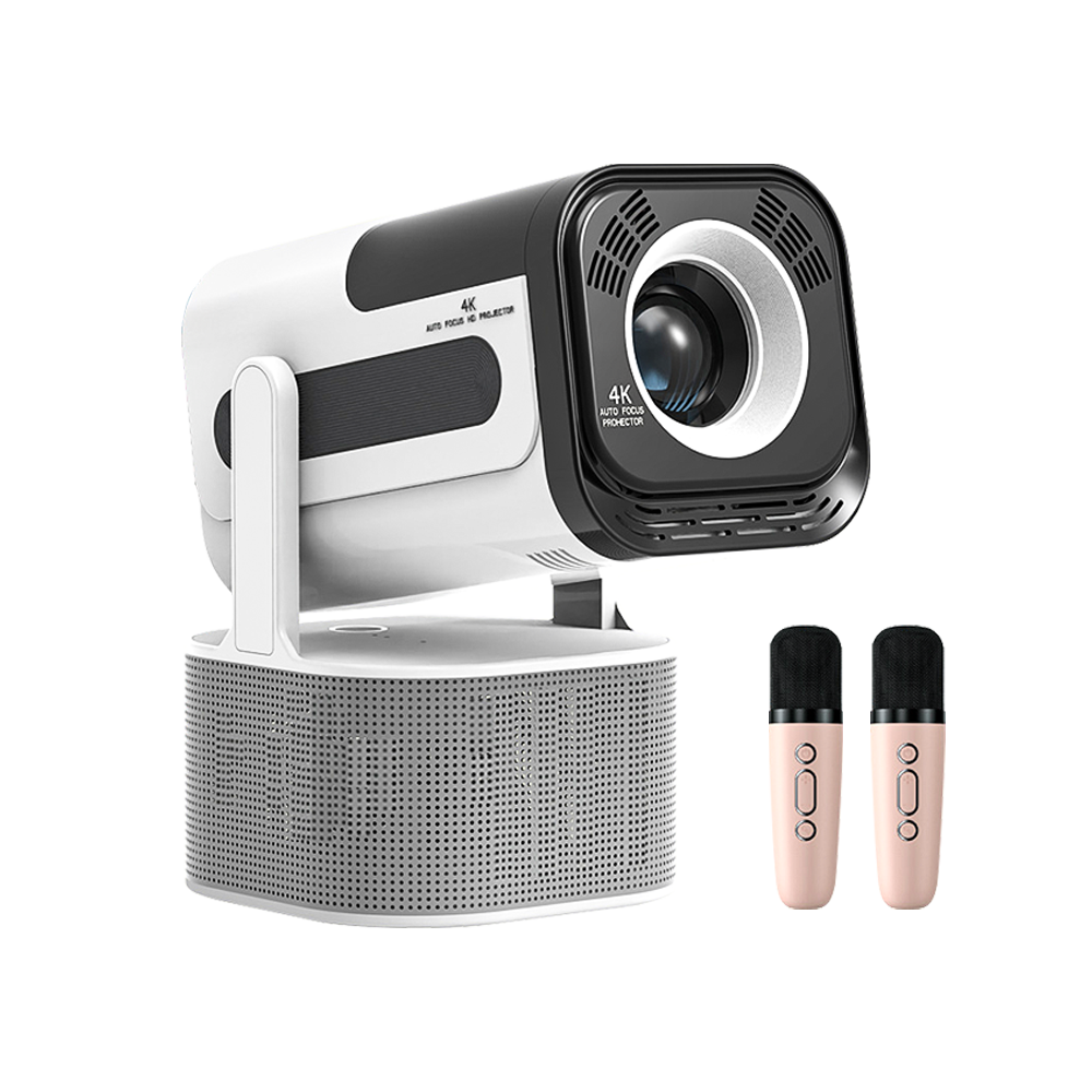 JY320 KTV Portable Video Projector with WiFi 720p Bluetooth Speaker & Mic Karaoke Fun Adjustable Stand for Home Entertainment