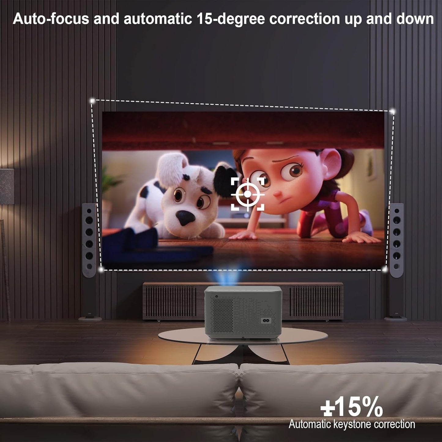 600 ANSI Brightness Wi-Fi & Bluetooth Touch Button HDMI/USB Inputs Auto Keystone Full HD 1080P - Perfect for Home Theater, Presentations & Gaming