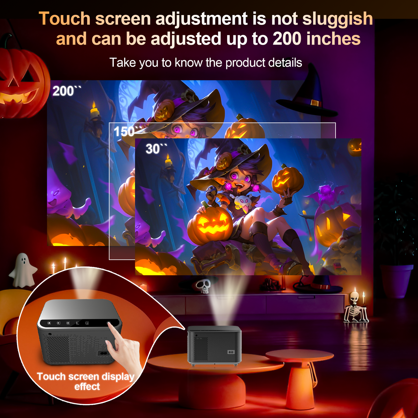 600 ANSI Brightness Wi-Fi & Bluetooth Touch Button HDMI/USB Inputs Auto Keystone Full HD 1080P - Perfect for Home Theater, Presentations & Gaming