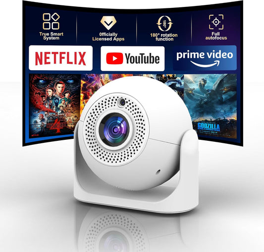 200 ANSI 1080P WiFi & Bluetooth Mini Portable Projector with Android 13 Auto Keystone Auto focus & 180° Rotation